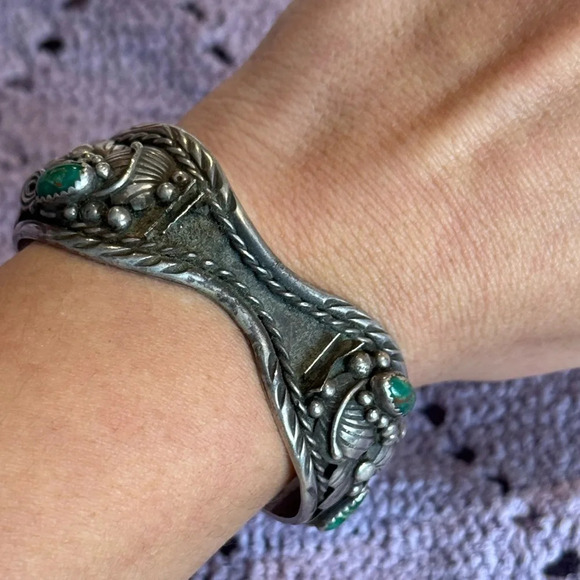 YAZZIE NAVAJO CUFF BRACELET 925 SILVER Mid 20th‎ Century - Picture 6 of 10